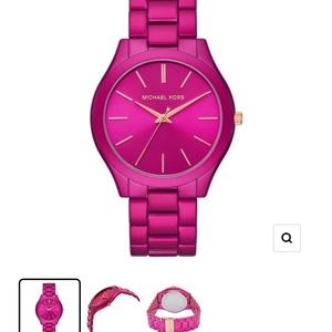 COPY - Bright pink, new in box Michael Kors Slim Runway watch. Needs new batter…